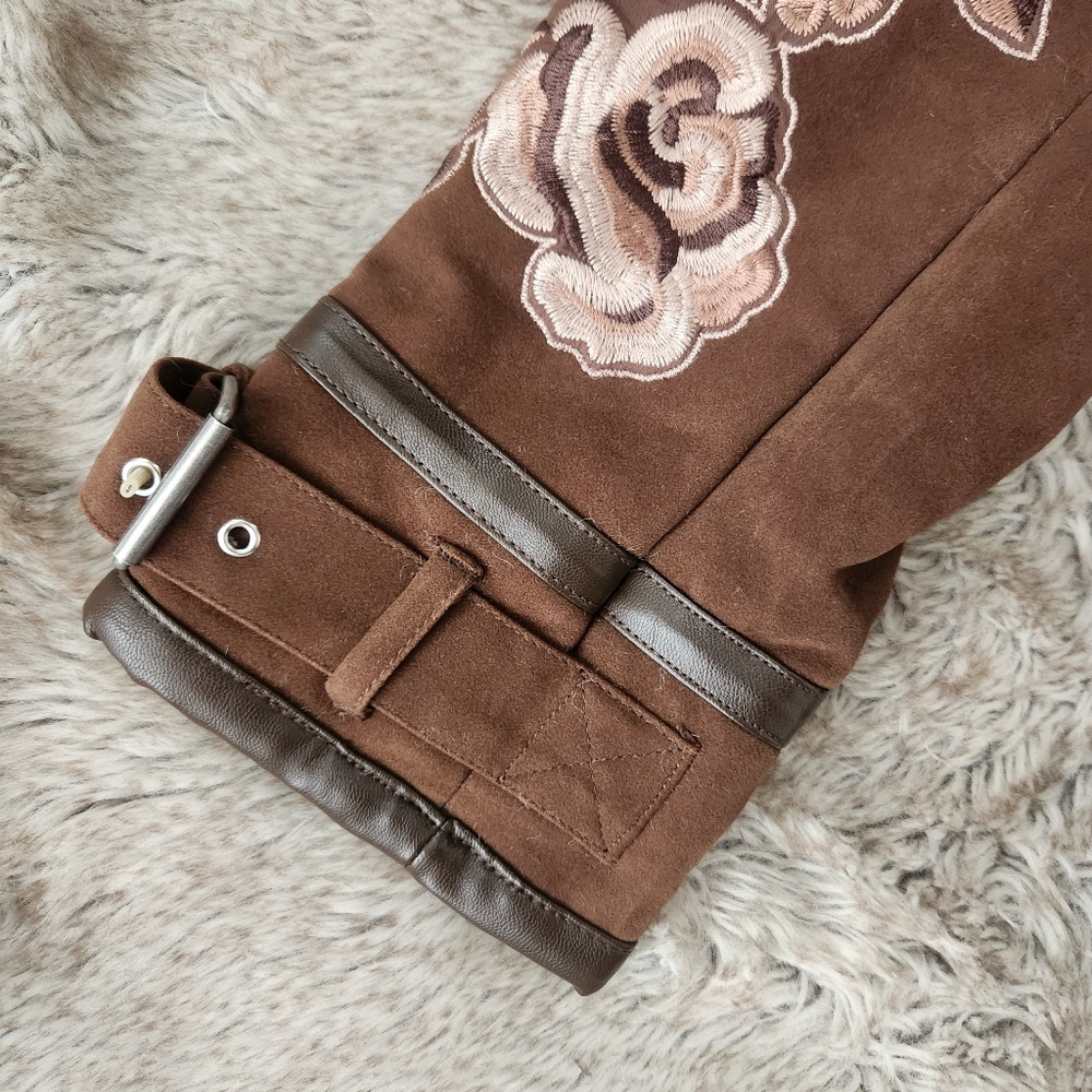We The Free Andies Vegan Moto‎ Jacket Brown Bear Combo Women's Size Small - Picture 5 of 16